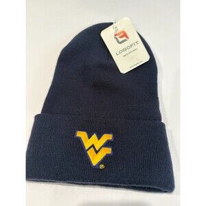 West Virginia Mountaineers Beanie Logofit Knit Hat Navy Blue WVU NWT OSFM